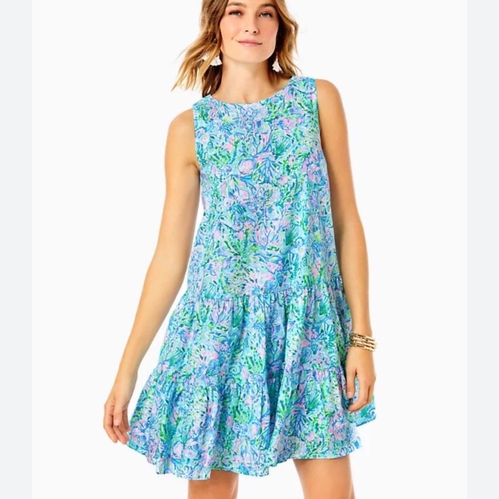 Lilly Pulitzer Trina dress in Surf Blue Soleil It On Me sz large